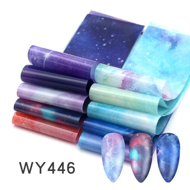 Holographic Nail Foil Transfer Set Sticker Decal Nail Art Foils Designer Marble Nail Decoration Sliders Wraps Manicure  Women Kids Girls Manicure Decoration Nail Art Supplies 3D Self-Adhesive Nail Decals Designer Nail Stickers for Acrylic Nails Stevvex