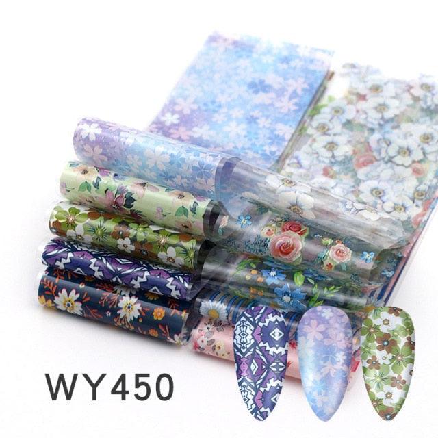 Holographic Nail Foil Transfer Set Sticker Decal Nail Art Foils Designer Marble Nail Decoration Sliders Wraps Manicure  Women Kids Girls Manicure Decoration Nail Art Supplies 3D Self-Adhesive Nail Decals Designer Nail Stickers for Acrylic Nails Stevvex