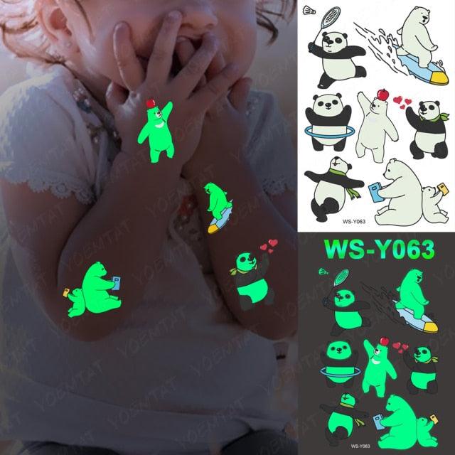 Luxury Luminous Tattoo Stickers Unicorn Stars Temporary Waterproof Luminous Fake Tattoos Stickers Dinosaur Butterfly For Children Stevvex