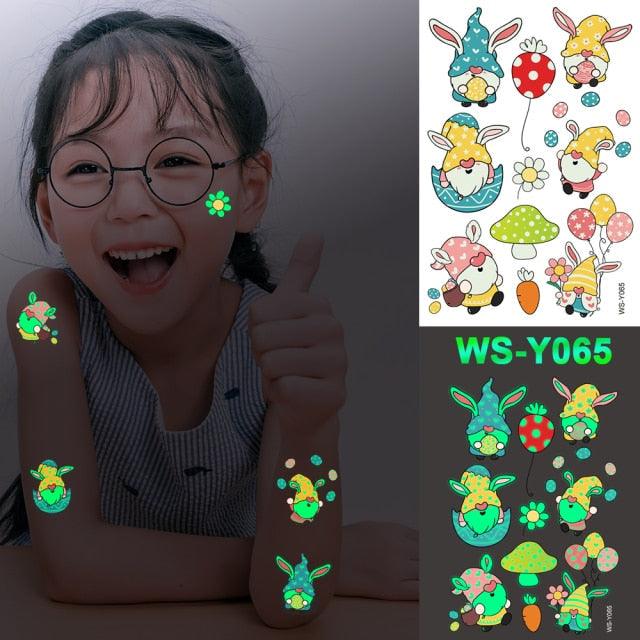 Luxury Luminous Tattoo Stickers Unicorn Stars Temporary Waterproof Luminous Fake Tattoos Stickers Dinosaur Butterfly For Children Stevvex