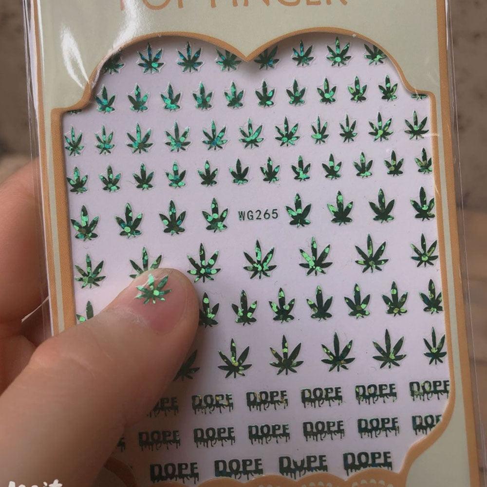 New Mixed Acrylic Stickers Manicure Decoration Weed Leaf Designs Nail Accessories Nail Art Decals Water Transfer Nail Decals Sticker For Pretty Girl Self-Adhesive Nail Decals Designer Nail Stickers for Acrylic Stevvex
