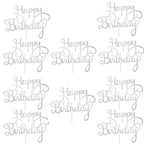 10pcs Glitter Happy Birthday Cake Topper Happy Birthday Cake Topper Happy Birthday Cupcake Topper Glitter Gold Decoration Bling Sparkle Decoration Sign Happy Birthday Cake Topper Girl Birthday Dessert Decor Stevvex