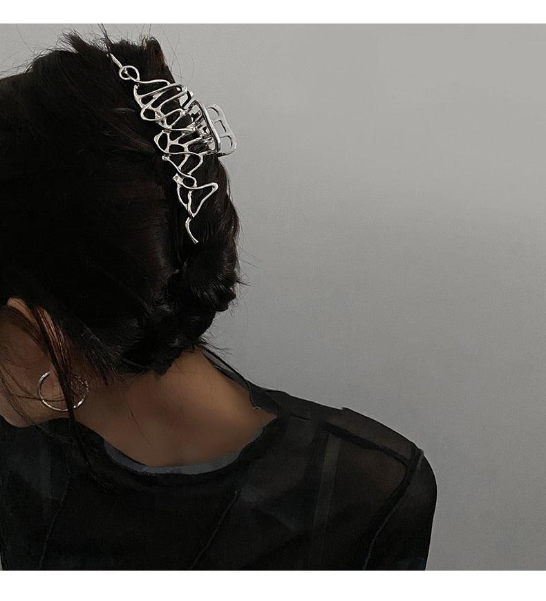 Woman Novelty Minimalist Dainty Design Irregular Hairpins Punk Style Metal Silver Hair Claws Barrettes Women Hair Accessories Hair Clips Hairgrip Stevvex