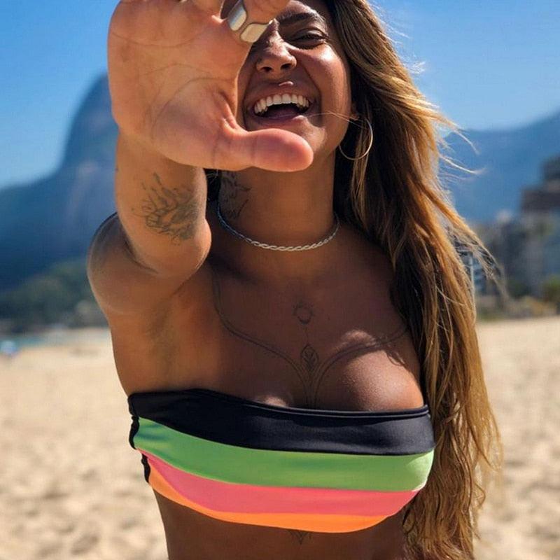 Women Swimsuit Bikini Set New Arrival Women Bandage Bathing Suit Female Swimwear Bathing Suits Beach Wear Bikini Sets Striped Swim Beach Wear Stevvex