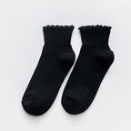 Candy High Quality Lace Solid Color Cute Sweet Girl Fashion Socks Pure Cotton Wood Ear Light Mouth Cotton Novelty Socks Unisex Crew Socks For Men And Women Stevvex