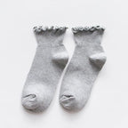 Candy High Quality Lace Solid Color Cute Sweet Girl Fashion Socks Pure Cotton Wood Ear Light Mouth Cotton Novelty Socks Unisex Crew Socks For Men And Women Stevvex