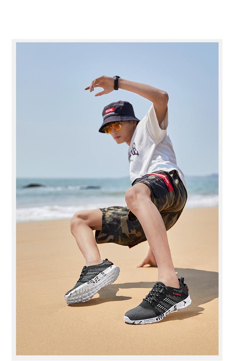 Summer Sport Mens Casual Workout Shoes Air Mesh Sneakers Fashion Foam Footwear Black Beach Water Fisherman Breathable Men Jogging Tennis Sport Sneakers Stevvex