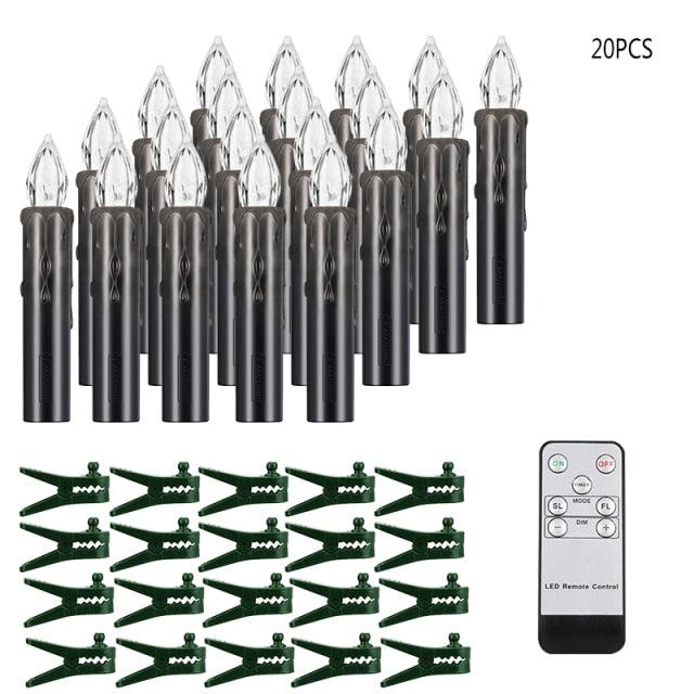 Christmas Tree Clip Candle Warm White Battery Operated Waterproof LED Flameless Taper Ivory Floating Candles with Remote Timer Ideal For Home Flameless Flashing With Remote And Suction Cup LED Candles For Halloween Birthday Garden Decoration Stevvex