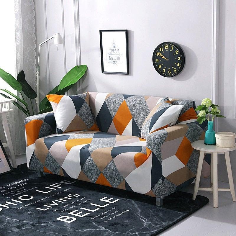 Elastic Sofa Covers for Living Room Stretch Slipcovers Sectional Couch Cover L Shape Corner Armchair Cover 1/2/3/4 Seater Slipcovers Elastic Stylish Printed Sectional Sofa Furniture Protector For Living Room Stevvex