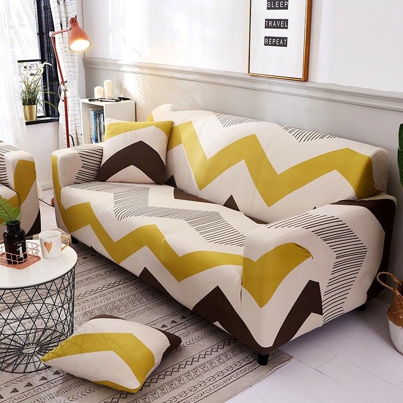 Elastic Sofa Covers for Living Room Stretch Slipcovers Sectional Couch Cover L Shape Corner Armchair Cover 1/2/3/4 Seater Slipcovers Elastic Stylish Printed Sectional Sofa Furniture Protector For Living Room Stevvex