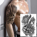 Realistic Lion Temporary Tattoo Black Warrior Sticker Waterproof Luxury Tattoo For Men Women