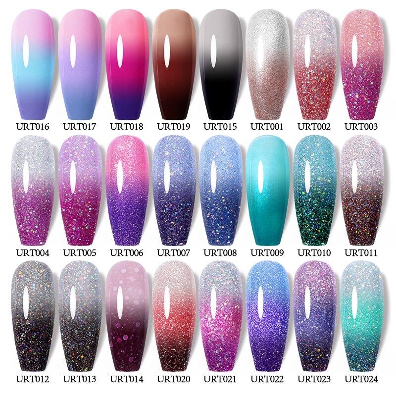 New 2022 Pink Blue Gel Nail Polish UV Color Changing Elegant Luxury Glossy Nail Design For Womens Stevvex