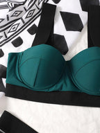 Women's Swimsuits Swimwear Patchwork Bikini Woman Push up Bikinis Swimsuit Bathing Suits Women Rave Neon Patchwork Bikini Swimsuit 2 Piece Cutout Molded Push Up Bathing Suit Stevvex