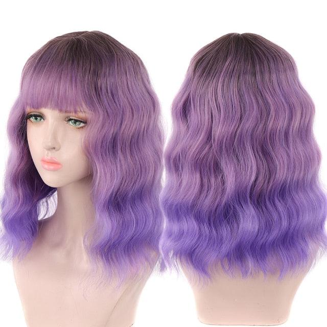 Synthetic Wigs For Women Daily Cosplay Long Water Wave  Lolita Wig With Bangs Cold Brown Heat Resistant Hair Bob Wigs For Black Women Cosplay Wigs For Women Gifts for Girlfriends Stevvex