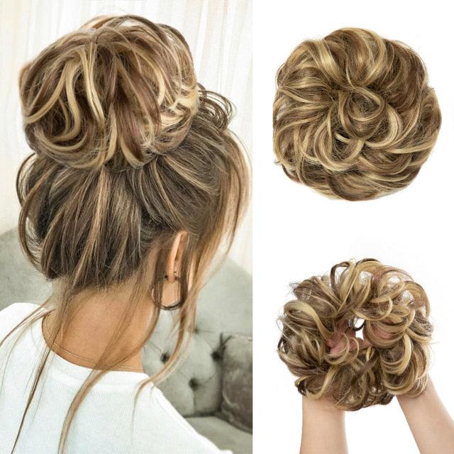 Hair Bun Extensions Messy Curly Elastic Hair Scrunchies Hairpieces Synthetic Chignon Donut Up-do Hair Pieces Clip in Hair Extension For Volumized Hair Buns For Girls Stevvex
