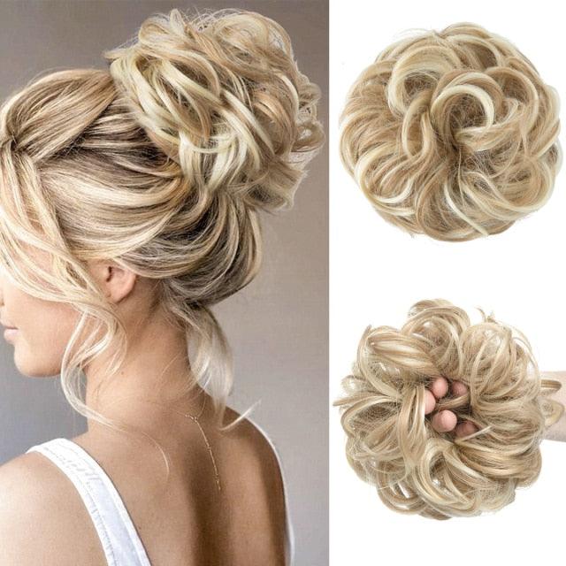 Hair Bun Extensions Messy Curly Elastic Hair Scrunchies Hairpieces Synthetic Chignon Donut Up-do Hair Pieces Clip in Hair Extension For Volumized Hair Buns For Girls Stevvex