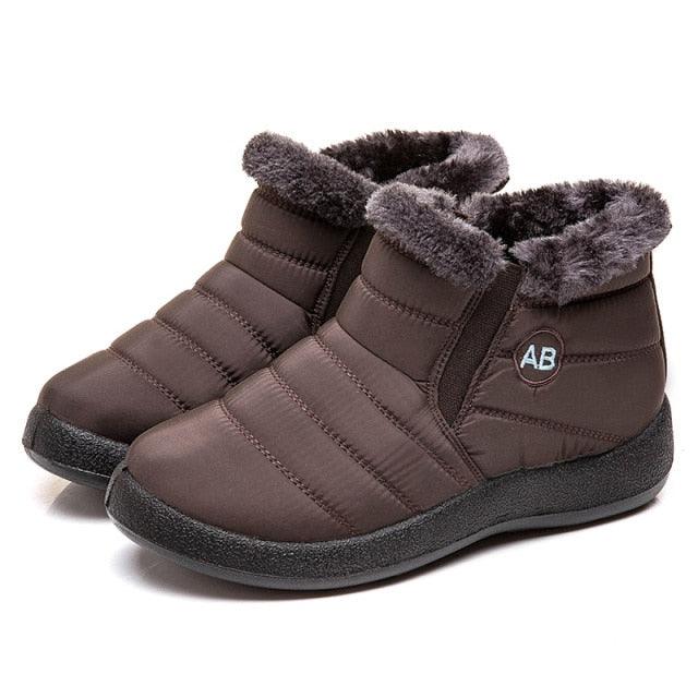 Women Boots Fashion Waterproof Snow Boots For Winter Casual Lightweight Ankle Warm Winter Boots Fur Lined Warm Ankle Boots Slip On Waterproof Shoes Comfortable Soft Design For Female Stevvex