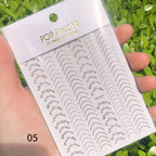 Gold 3D Nail Sticker Curve Stripe Lines Nails Stickers Gradient Adhesive Striping Tape Nail Foil Nail Art Stickers Decals Silver Strip Line Nail Decal Self-Adhesive 3D Wave Decal Decoration Metallic Curve Design Decoration for Women Girls Stevvex