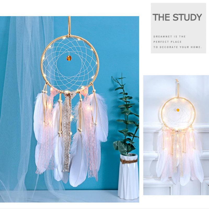 Dream Catcher Led Handmade Dream-catcher Traditional Feather Hanging Home Wall Decoration  Night Dream Catchers  Decor Ornament Wall Hanging Wind Chimes For Home Room Decoration Stevvex