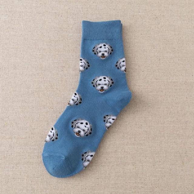 New Cute Cartoon Dog Middle Tube Socks Creative Female Socks Warm Socks Teddy Pomeranian Cotton Socks Stylish Unisex Short Ankle Socks For Men And Women Stevvex
