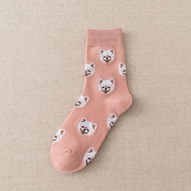 New Cute Cartoon Dog Middle Tube Socks Creative Female Socks Warm Socks Teddy Pomeranian Cotton Socks Stylish Unisex Short Ankle Socks For Men And Women Stevvex