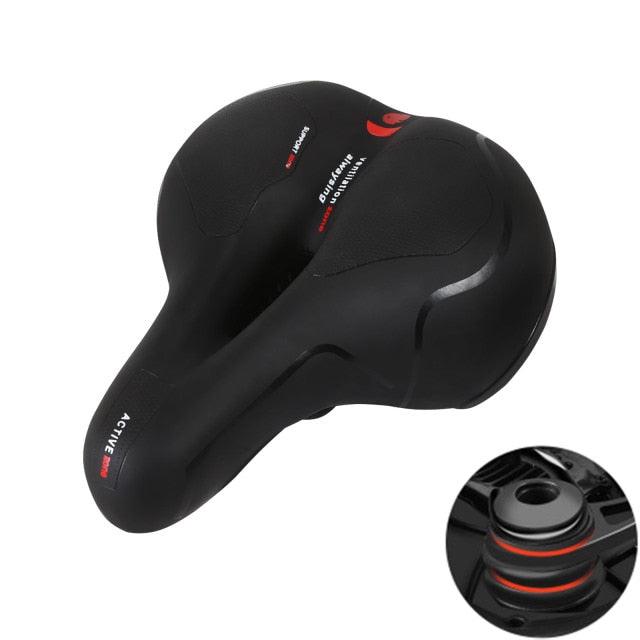 Breathable Leather Bicycle Saddle Cushion Comfortable Anti Slip And Weat Road Bike Sponge Filled Shockproof Bike Seat For Men Women Memory Foam Soft Bicycle Seats Cushion Dual Shock Absorbing Wide Bicycle Seat Replacement For Mountain Bike Road Bike Stevvex