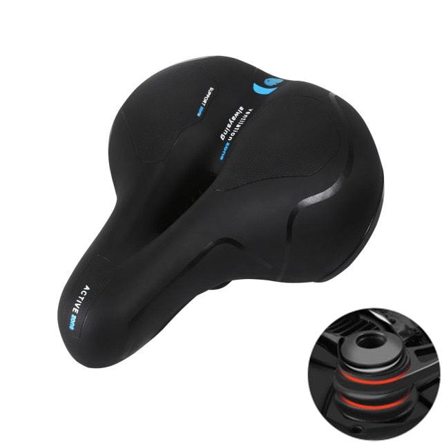 Breathable Leather Bicycle Saddle Cushion Comfortable Anti Slip And Weat Road Bike Sponge Filled Shockproof Bike Seat For Men Women Memory Foam Soft Bicycle Seats Cushion Dual Shock Absorbing Wide Bicycle Seat Replacement For Mountain Bike Road Bike Stevvex