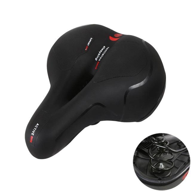 Breathable Leather Bicycle Saddle Cushion Comfortable Anti Slip And Weat Road Bike Sponge Filled Shockproof Bike Seat For Men Women Memory Foam Soft Bicycle Seats Cushion Dual Shock Absorbing Wide Bicycle Seat Replacement For Mountain Bike Road Bike Stevvex