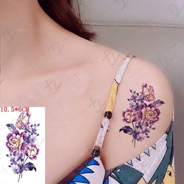 Waterproof Temporary Tattoo Lavender Stickers Butterfly Flower Luxury Small Tattoo For Body Arm Stevvex