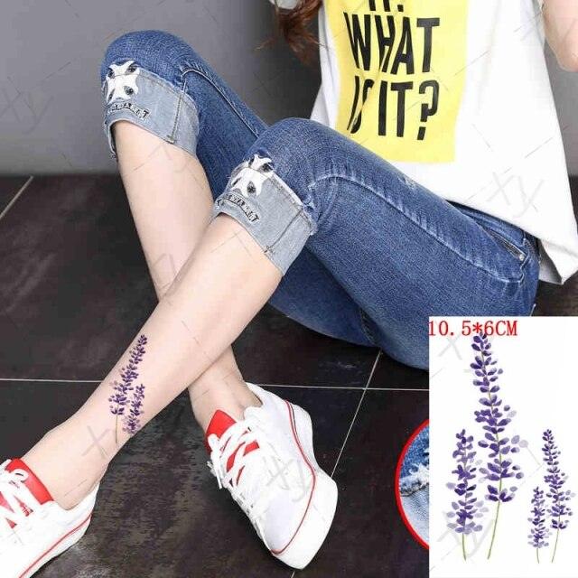 Waterproof Temporary Tattoo Lavender Stickers Butterfly Flower Luxury Small Tattoo For Body Arm Stevvex