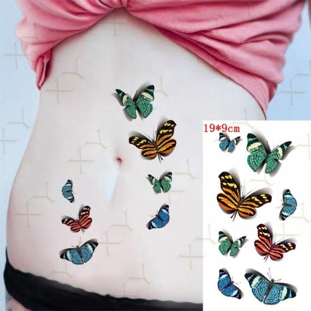 3D Butterfly Waterproof Temporary Tattoo Sticker Snake Flowers Elegant Small Popular Tattoo For Womens Mens Stevvex