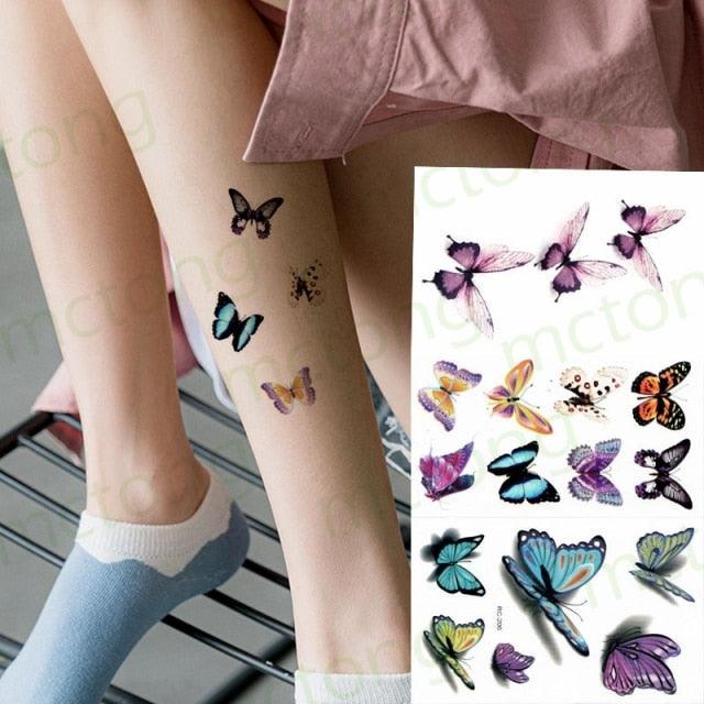 3D Butterfly Waterproof Temporary Tattoo Sticker Snake Flowers Elegant Small Popular Tattoo For Womens Mens Stevvex