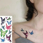 3D Butterfly Waterproof Temporary Tattoo Sticker Snake Flowers Elegant Small Popular Tattoo For Womens Mens Stevvex