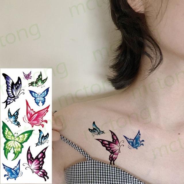 3D Butterfly Waterproof Temporary Tattoo Sticker Snake Flowers Elegant Small Popular Tattoo For Womens Mens Stevvex