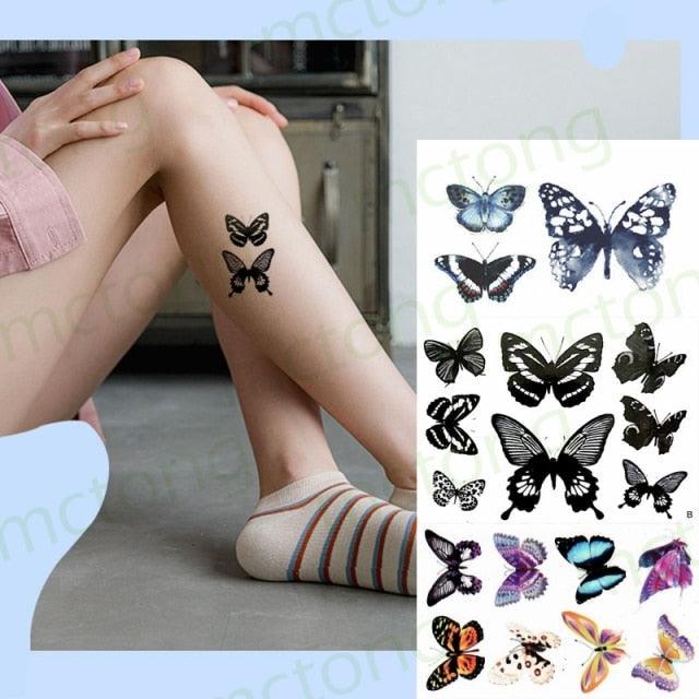 3D Butterfly Waterproof Temporary Tattoo Sticker Snake Flowers Elegant Small Popular Tattoo For Womens Mens Stevvex