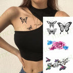 3D Butterfly Waterproof Temporary Tattoo Sticker Snake Flowers Elegant Small Popular Tattoo For Womens Mens Stevvex