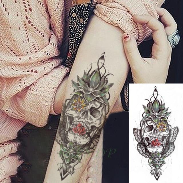 Black Waterproof Temporary Tattoo Sticker Different Design Colorful Fake Tattoo Arm Hand For Halloween Party Womens Mens Stevvex