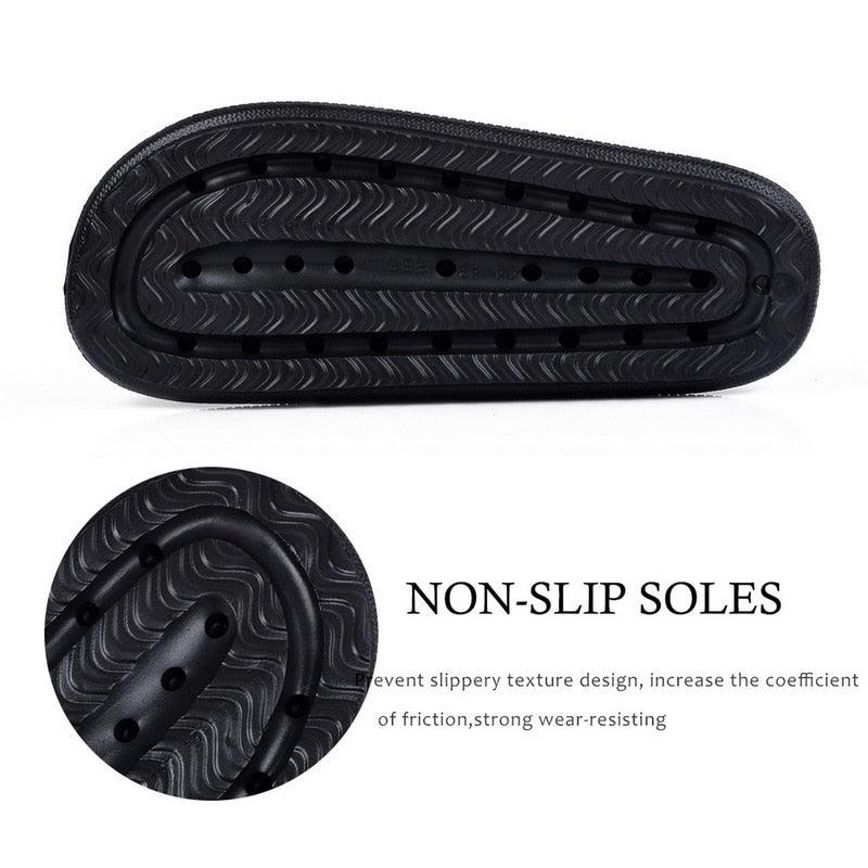 Women Summer Slippers Beach Slide Sandals Flip Flops Non-slip Soft Sole Men Couple Casual Shoes Non-Slip Quick Drying Slipper For Women Men Thick Sole Indoor Home Spa Open Toe Sandals Stevvex