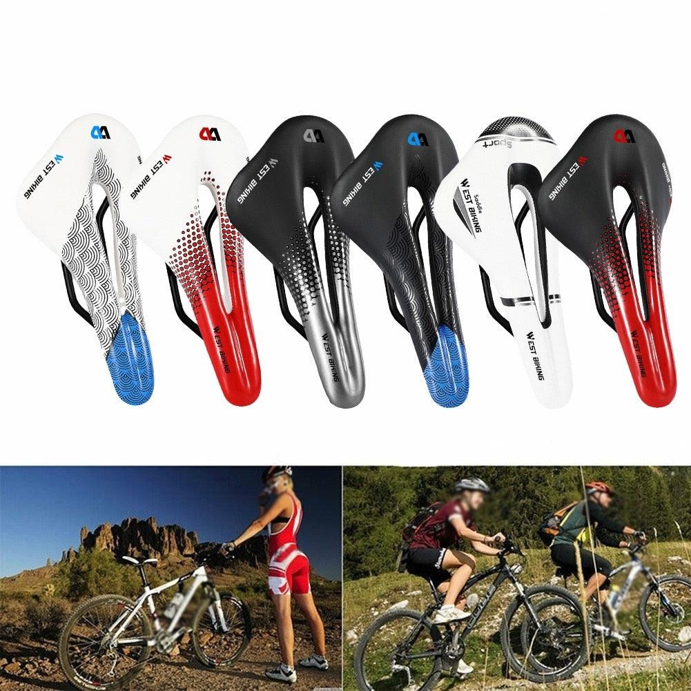 Bicycle Soft Thick Saddle Mountain Road Bike Wide Seat Cushion Road Bike Carbon Saddle Comfort Bike Saddle Ergonomic Waterproof Bicycle Seat For Road Bike Mountain Bike Seats Stevvex
