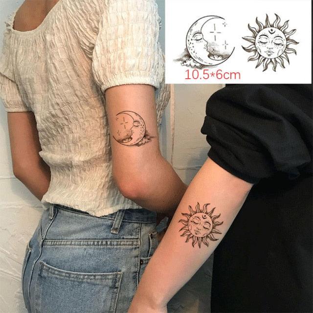 Modern Small Tattoo Sun Moon Heart Waterproof Temporary Tattoos High Quality Design For Womens Stevvex