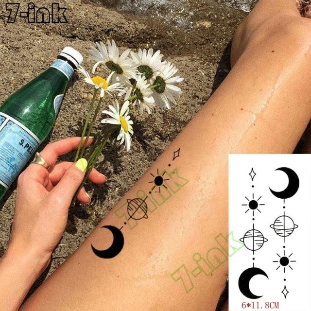Modern Small Tattoo Sun Moon Heart Waterproof Temporary Tattoos High Quality Design For Womens Stevvex