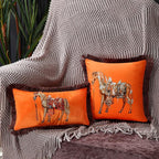 Unique Designed European American Luxury Printed Polyester Cushion Cover Horse printed Lumbar Cover Tassel Edge Modern Throw Pillow Covers Square Decorative Set Cushion Covers For Home Bed Couch Sofa Bench Stevvex