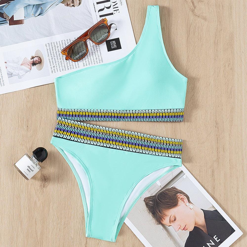 Swimwear Women Ribbed Bathing Suit Female Push Up Bikini Set Women's Bathing Suit Lace up Bikini Ribbed Two Piece Swimsuit Beachwear High Waist Bikini Women's Swimsuit Stevvex