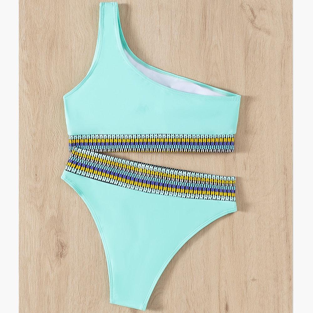 Swimwear Women Ribbed Bathing Suit Female Push Up Bikini Set Women's Bathing Suit Lace up Bikini Ribbed Two Piece Swimsuit Beachwear High Waist Bikini Women's Swimsuit Stevvex