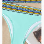 Swimwear Women Ribbed Bathing Suit Female Push Up Bikini Set Women's Bathing Suit Lace up Bikini Ribbed Two Piece Swimsuit Beachwear High Waist Bikini Women's Swimsuit Stevvex