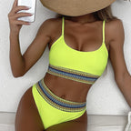Swimwear Women Ribbed Bathing Suit Female Push Up Bikini Set Women's Bathing Suit Lace up Bikini Ribbed Two Piece Swimsuit Beachwear High Waist Bikini Women's Swimsuit Stevvex