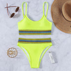 Swimwear Women Ribbed Bathing Suit Female Push Up Bikini Set Women's Bathing Suit Lace up Bikini Ribbed Two Piece Swimsuit Beachwear High Waist Bikini Women's Swimsuit Stevvex