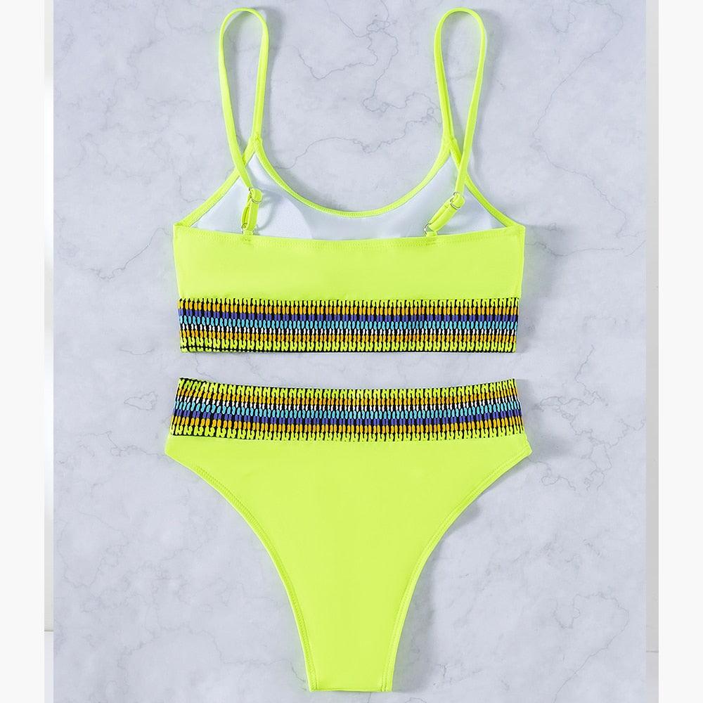 Swimwear Women Ribbed Bathing Suit Female Push Up Bikini Set Women's Bathing Suit Lace up Bikini Ribbed Two Piece Swimsuit Beachwear High Waist Bikini Women's Swimsuit Stevvex