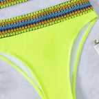 Swimwear Women Ribbed Bathing Suit Female Push Up Bikini Set Women's Bathing Suit Lace up Bikini Ribbed Two Piece Swimsuit Beachwear High Waist Bikini Women's Swimsuit Stevvex