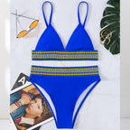 Swimwear Women Ribbed Bathing Suit Female Push Up Bikini Set Women's Bathing Suit Lace up Bikini Ribbed Two Piece Swimsuit Beachwear High Waist Bikini Women's Swimsuit Stevvex
